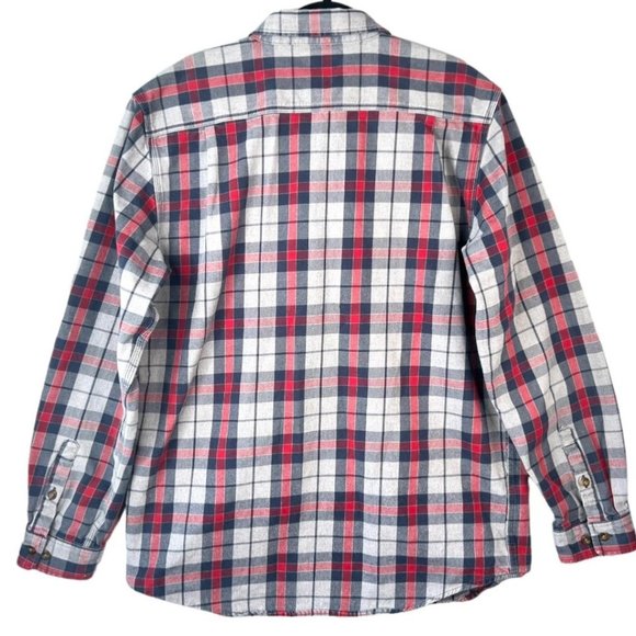 CARHARTT Shirt Men's Size L Tall Grey Blue Red Hubbard Plaid Long Sleeve - Picture 5 of 8